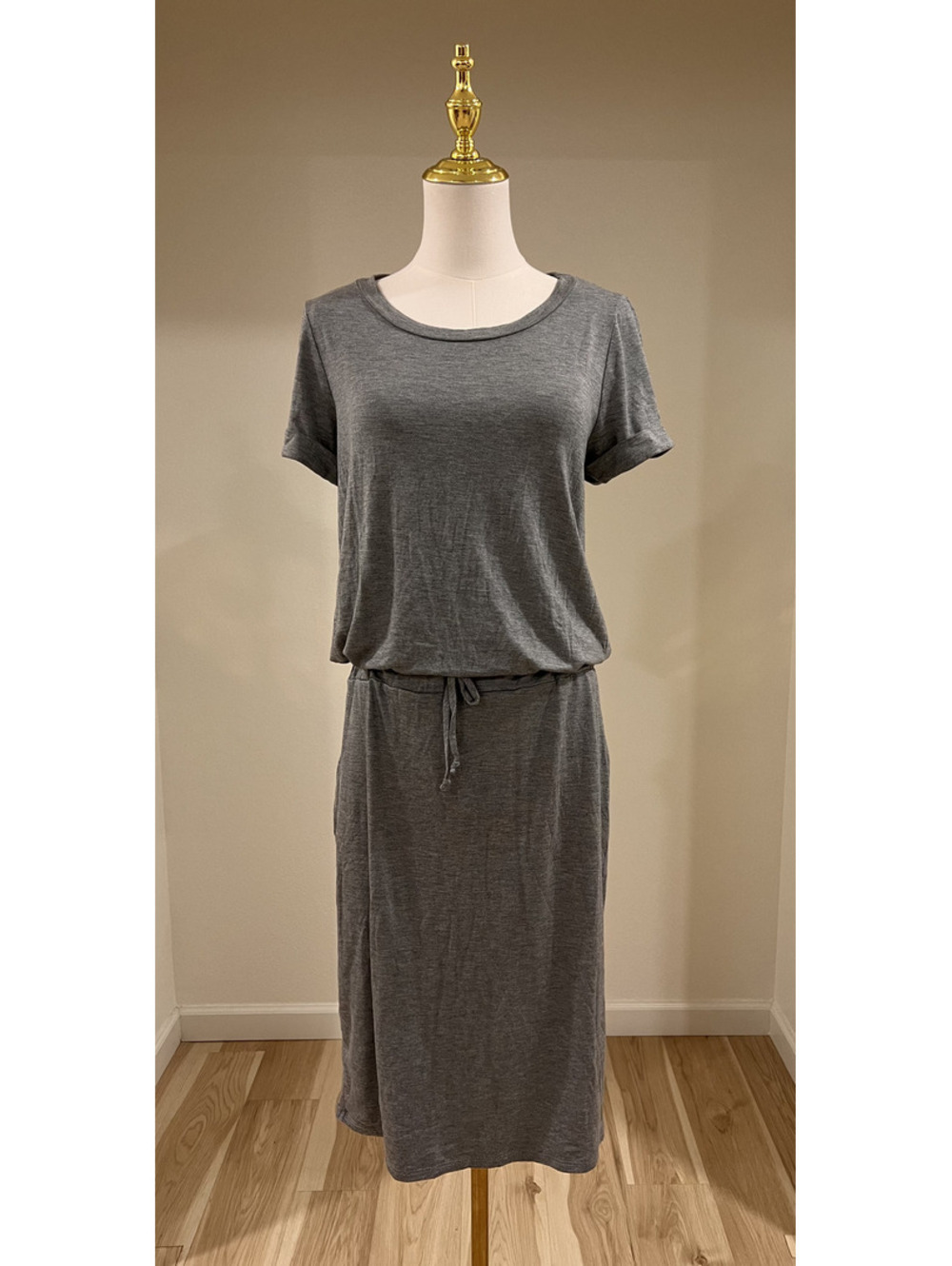 Brigitte Brianna Baseball Tee Dress Large Gray